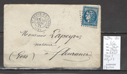 France - Lettre De Saint Sever Pour Fleurance - Landes  - 1871 - Yvert 45C - 20cts Bordeaux T2R3 - 1849-1876: Classic Period