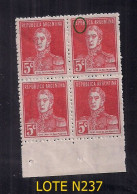 ARGENTINE 1924 GJ 599 SAN MARTIN 5C SANS POINT "U" EFFACER SUR IMAGE NEUF - Neufs