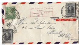 (C01) - HAITI AIR MAIL COVER P AU P => FRANCE 1943 - HANDSTAMPED MARK SLOGAN TOURISM - Haiti