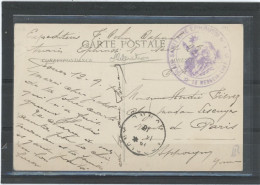 CACHET MILITAIRE -76 ROUEN-CP-  FRAPPE TB -DOUBLE  CERCLE VIOLET, 38mm -TRAIN SANITAIRE EPHRUSSI N°1/*LE MEDECIN CHEF - 1. Weltkrieg 1914-1918