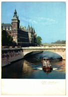 75 - CARTE 1959 - PARIS - BELLE VUE SUR PÉNICHE - BATELLERIE - MARINIERS - LA SEINE - PALAIS DE JUSTICE - Houseboats