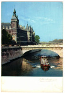 75 - CARTE 1959 - PARIS - BELLE VUE SUR PÉNICHE - BATELLERIE - MARINIERS - LA SEINE - PALAIS DE JUSTICE - Péniches