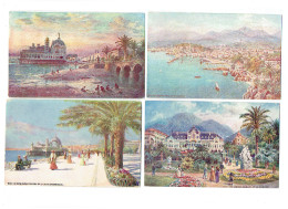 Lot 4 Cpa - 06 - NICE - Raphael Tuck Oilette 100-14-110-111 Aquarelle - Jardins Casino Animation - Sets And Collections
