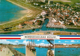 72784033 Buesum Nordseebad Fliegeraufnahme Promenade Fischkutter Strand Buesum - Buesum