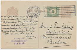 Briefkaart G. 191 / Bijfrankering Den Haag - Duitsland 1922 - Interi Postali