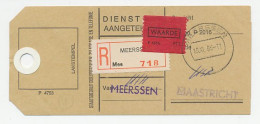 Postzaklabel Aangetekend / Waarde Meerssen - Maastricht 1986 - Non Classificati
