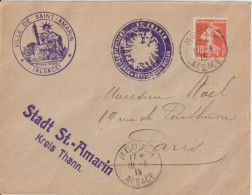 1915 - ALSACE RECONQUISE - ENVELOPPE MAIRIE De ST AMARIN (CACHET PROVISOIRE De MOOSCH) => PARIS - Brieven En Documenten