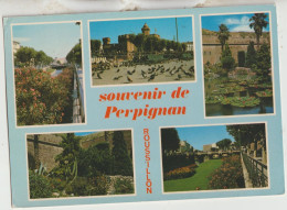 Perpignan 66  Carte Circulée Timbrée  Multivues ( 5 ) Souvenirs  Roussillon - Perpignan