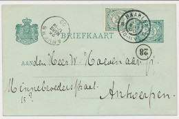 Briefkaart G. 51 / Bijfrankering Haarlem - Belgie 1900 - Ganzsachen