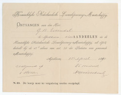 Kwitantie Aandelen Locaal Spoorweg Maatschappij Apeldoorn 1892 - Unclassified