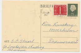 Briefkaart G. 313 / Bijfrankering Hilversum - Dedemsvaart 1957 - Interi Postali