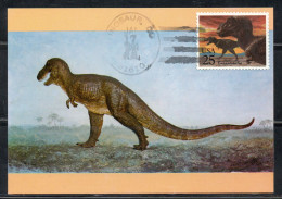 USA STATI UNITI 1989 PREHISTORIC ANIMALS TYRANNOSAURUS REX 25c MAXI MAXIMUM CARD CARTE CARTOLINA - Cartes-Maximum (CM)