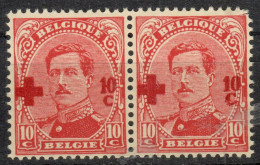 BELGIE 1918 - ALBERT I - BLOK 2 X N° 153 - MNH** (TANDING RECHTER BOVENHOEK - ZIE SCAN) - 1918 Rotes Kreuz