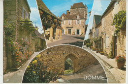 Domme  24  Carte Circulée Timbrée  Multivues ( 4 ) Souvenirs - Domme