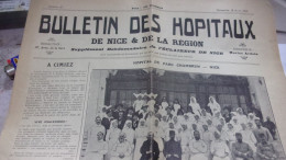 WWI 1915 NICE BULLETIN DES HOPITAUX HOPITAL DU PARC CHAMBRUN  CROIX ROUGE MEDECIN INFIRMIERES CIMIEZ PUB .. - 1914-18