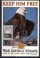 USA STATI UNITI 1991 WAR SAVINGS BOND EAGLE 29c MAXI MAXIMUM CARD CARTE CARTOLINA - Maximum Cards