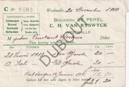 Brouwerij De Perel Westmalle - Leveringsbewijs 1919  (V3126) - Publicités