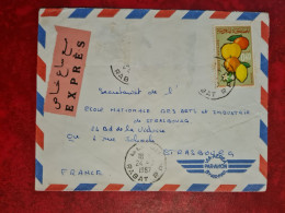 LETTRE  MAROC RABAT 1967 EXPRES CACHET FERROVIERE PARIS A STRASBOURG 2 - Marokko (1956-...)