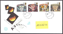 Great Britain 1990 - Astronomy, Planets, Ship, Telescope, Space - FDC First Day Cover - 1981-1990 Dezimalausgaben