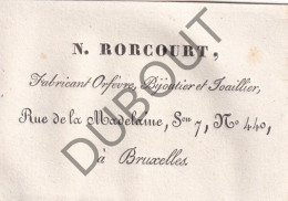 Brussel - Fabricant Orfèvre, Bijoutier Et Joaillier, N. Rocourt - Naamkaartje ±1800  (V3120) - Visitekaartjes