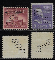 USA United States 1908/1983 2 Stamp With Perfin BOE And BoE By Board Of Education From Chicago Lochung Perfore - Perfin