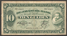 Netherlands Indies Indonesia 10 Gulden Scarce Signature Michelsen P-70d 1929 Fine - Indonesia