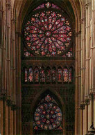 Art - Vitraux Religieux - Reims - La Cathédrale - Les Deux Roses Du Grand Portail - CPM - Voir Scans Recto-Verso - Tableaux, Vitraux Et Statues