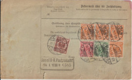 REICH - 1898 - AFFRANCHISSEMENT Avec 5x 25Pf  (RARE) ! + 2x 50 Pf .. Sur CARTE COLIS POSTAUX De KÖLN => MONTREUX (SUISSE - Lettres & Documents