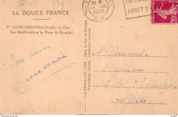 1935   CARTOLINA CON ANNULLO  CARCASONNE - Storia Postale