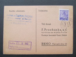 BRIEF Rousínov Bahnpost Zugstempel Přerov - Brno Šmehlíková 1942 // P9886 - Briefe U. Dokumente