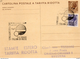 1977   CARTOLINA CON ANNULLO LANZO TORINO CAMPIONATI DI BOCCE - Interi Postali