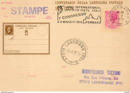 1976 CARTOLINA CON ANNULLO  FERRARA  1 CONGRESSO - Postwaardestukken