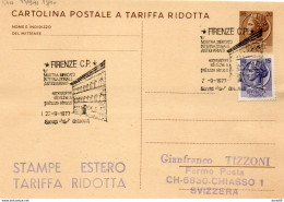1977 CARTOLINA CON ANNULLO  FIRENZE MOSTRA ANTIQUARIATO - Entero Postal