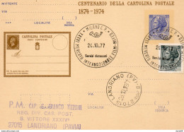 1977 CARTOLINA CON ANNULLO MILANO  XXXVI MERCATO INTERNAZIONALE FILM - Entiers Postaux