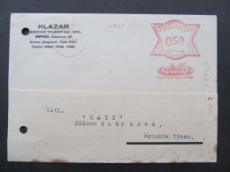 KARTE Brno - Hrochův Týnec 16.5.1939 Frankotyp MITLÄUFER 16.5.1939  Klazar  // P9884 - Covers & Documents