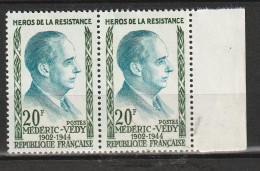 N° 1200 Héros De La Résistance: M Védy Belle Paiure De 2 Timbres Neuf  Impeccable - Unused Stamps