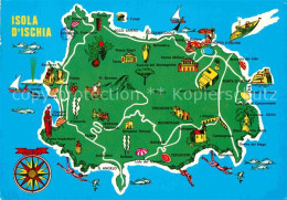 72779762 Isola D Ischia Landkarte Mit Sehenswuerdigkeiten Der Insel Isola D Isch - Sonstige & Ohne Zuordnung