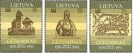 Lithuania 1991 . Grand Duke Gediminas. 3v.  Michel # 486-88 - Lituania