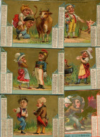 Lot 6 Grands Chromos   Chromo Calendrier 1880 1881 BOGNARD 3 58 59 Caricatures 139 X103 - Sonstige & Ohne Zuordnung