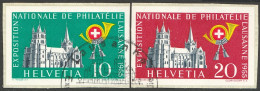 Schweiz Suisse 1955: "LAUSANNE" Zu WIII 33+34 Mi 611+612 (aus Block 15) Yv Du BF 15 Mit EXPO-⊙ Lausanne (Zu CHF 80.00) - Blocks & Kleinbögen