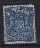 Rhodesia - BSAC: 1892/93   Arms    SG2      6d    Ultramarine    Used    - Andere & Zonder Classificatie