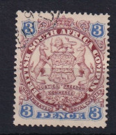 Rhodesia - BSAC: 1896/97   Arms    SG31     3d  Chocolate & Ultramarine  [Die I - With Dot]    Used    - Andere & Zonder Classificatie