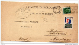 1934 LETTERA   CON ANNULLO  BOLOGNA + TARGHETTA - Storia Postale