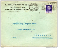 1932  LETTERA  INTESTATA   CON ANNULLO BOLOGNA + TARGHETTA - Storia Postale