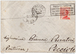 1925 LETTERA  CON ANNULLO  FIRENZE + TARGHETTA - Storia Postale