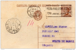1933    CARTOLINA   CON ANNULLO  TORINO + TARGHETTA MOSTRA RIVOLUZIONE   FASCISTA - Stamped Stationery