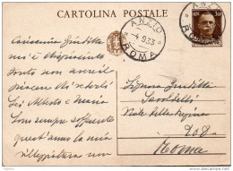 1933  CARTOLINA CON ANNULLO ANZIO ROMA - Entero Postal