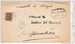 1908   LETTERA  CON ANNULLO  PIEVE D'OLMI CREMONA - DENTELLATURA SPOSTATA - Storia Postale