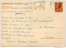 1967  CARTOLINA CON ANNULLO UDINE - Entero Postal