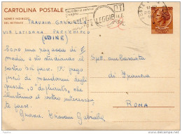 1967  CARTOLINA CON ANNULLO UDINE - Stamped Stationery